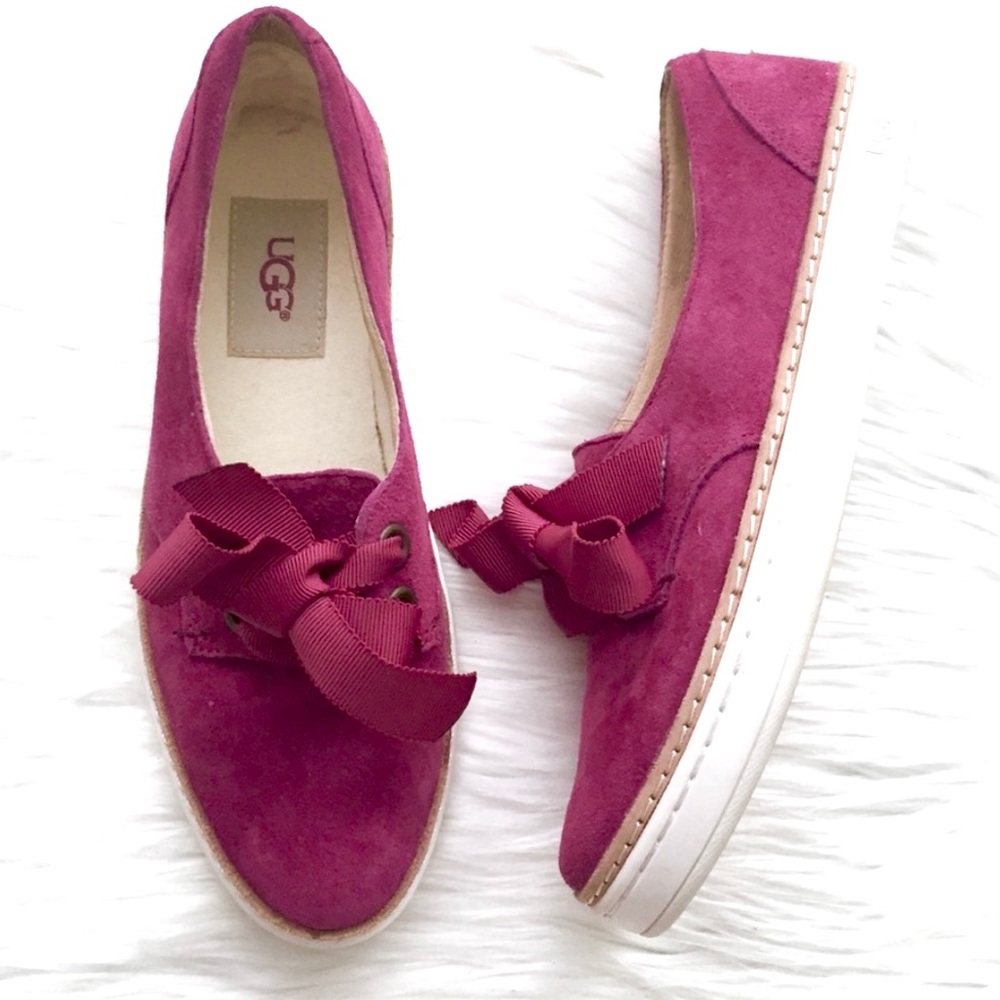 UGG Carilyn Suede Lace Up Sneaker Dark Pink 5